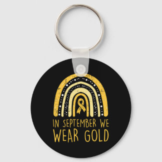 Rainbow In September We Wear Gold Childhood Cancer Key Ring