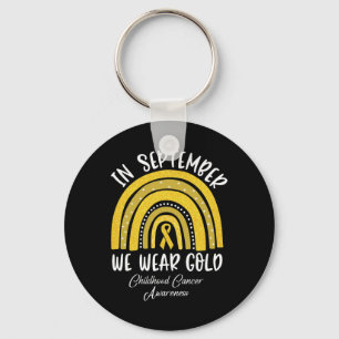 Rainbow In September We Wear Gold Childhood Cancer Key Ring