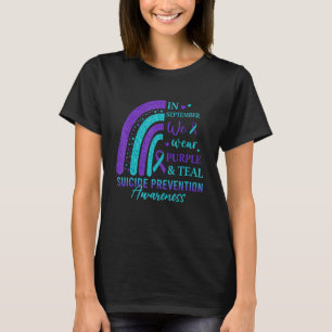 Rainbow In September We Wear Purple Teal Suicide P T-Shirt