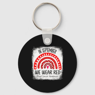 Rainbow In September We Wear Red Blood Cancer Awar Key Ring