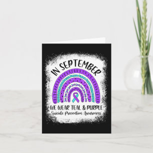 Rainbow In September We Wear Teal Purple Suicide P Card