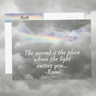 Rainbow in Stormy Sky Rumi Quote Photographic Postcard