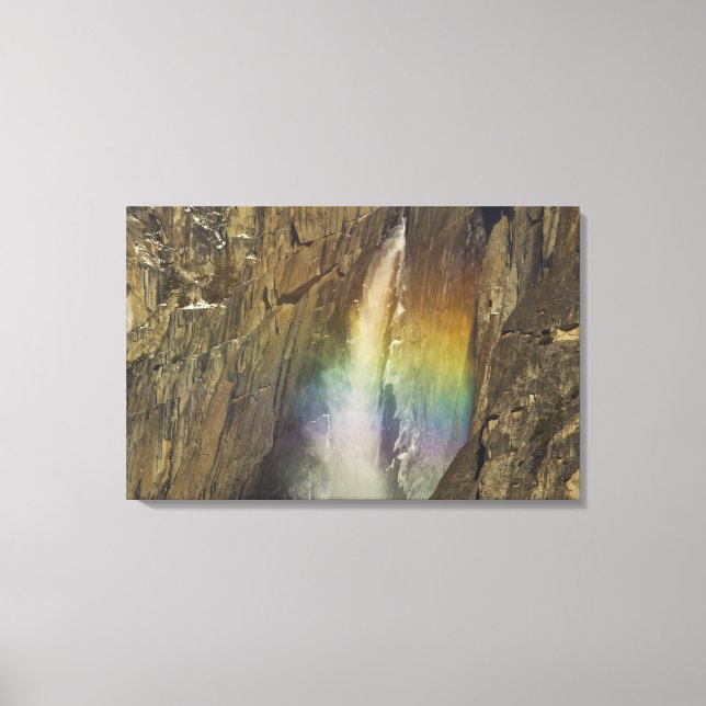 Rainbow in Upper Yosemite Falls in Yosemite Canvas Print (Front)
