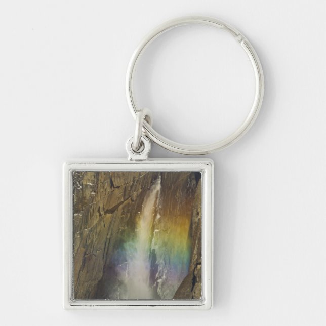 Rainbow in Upper Yosemite Falls in Yosemite Key Ring (Front)