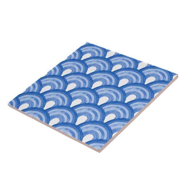 Rainbow in watercolor - blue pattern Ceramic Tile (Side)