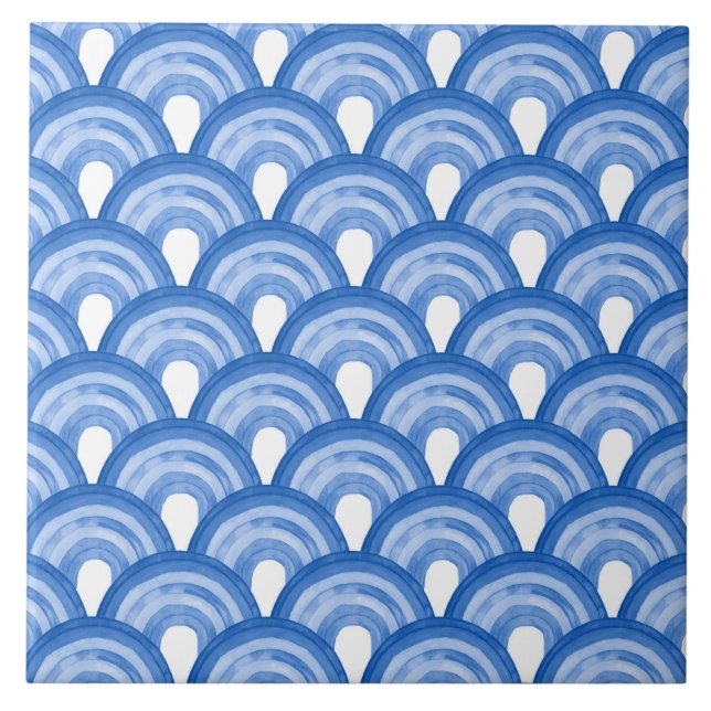 Rainbow in watercolor - blue pattern tile (Front)