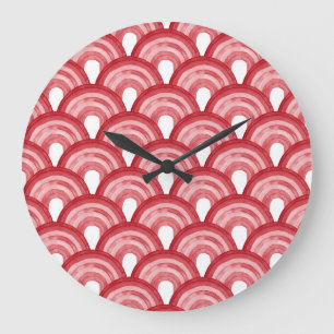 Rainbow in watercolor - red pattern large clock