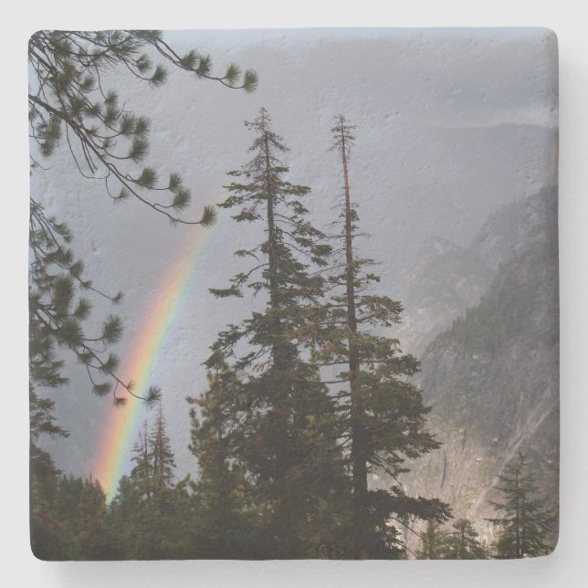 Rainbow in Yosemite Park California Square Coaster (Front)
