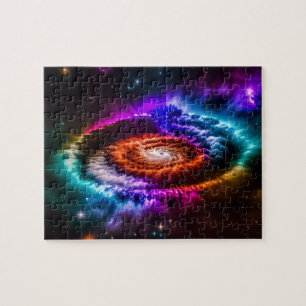 Rainbow Indigo Spiral Galaxy in Outer Space Jigsaw Puzzle