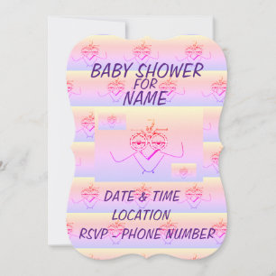 Rainbow Infant Baby Bird Colourful Baby Shower Invitation