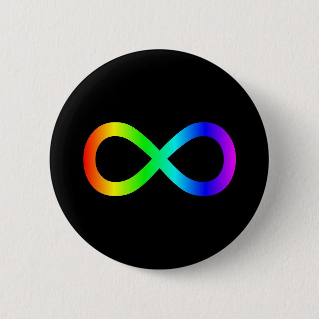 Rainbow Infinity Symbol 6 Cm Round Badge (Front)