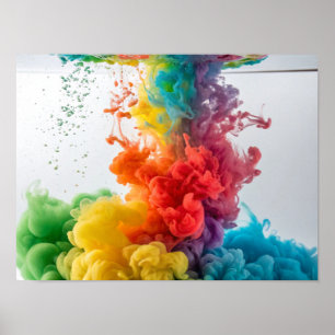 Rainbow Ink Cascade in Water Poster