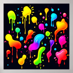 Rainbow Ink Paint Splashes Poster