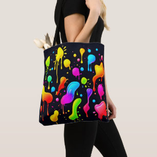 Rainbow Ink Paint Splashes Tote Bag