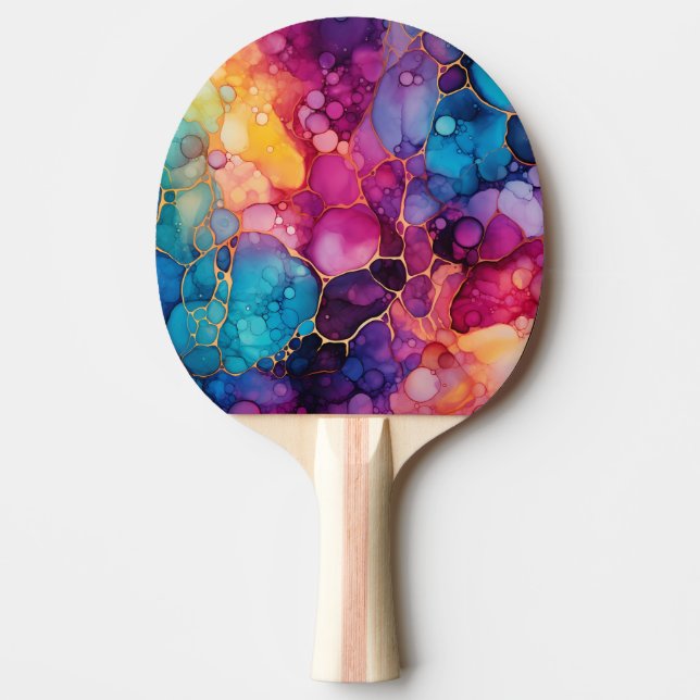 Rainbow Ink Ping Pong Paddle (Front)