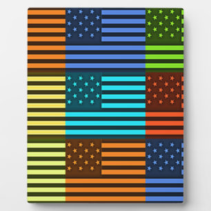 Rainbow-Inspired American Motif Flag Design Plaque