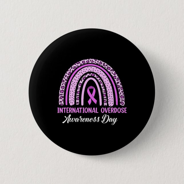 Rainbow International Overdose Awareness Day Purpl 6 Cm Round Badge (Front)