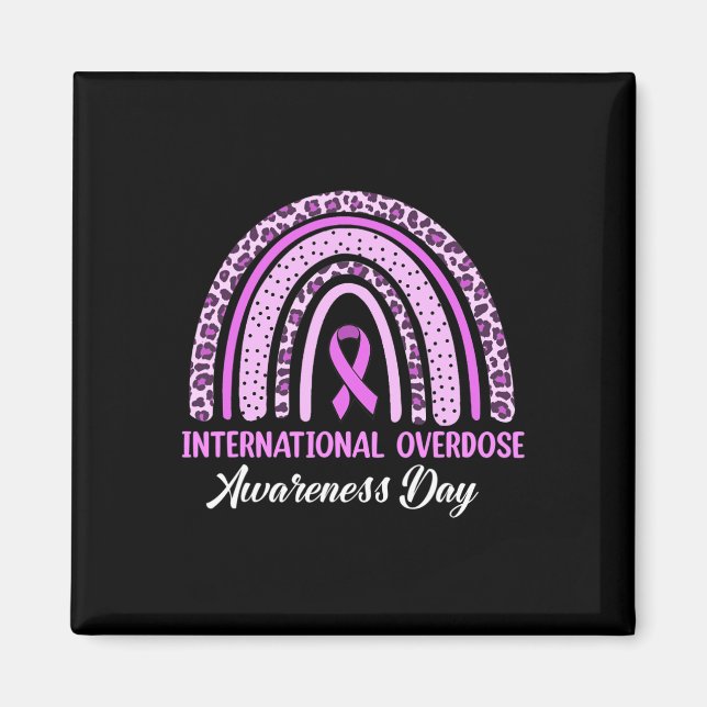 Rainbow International Overdose Awareness Day Purpl Magnet (Front)