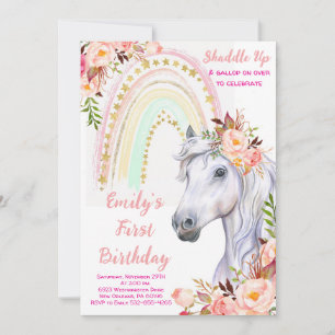 Rainbow Invitation, Horse Birthday Party Invitation