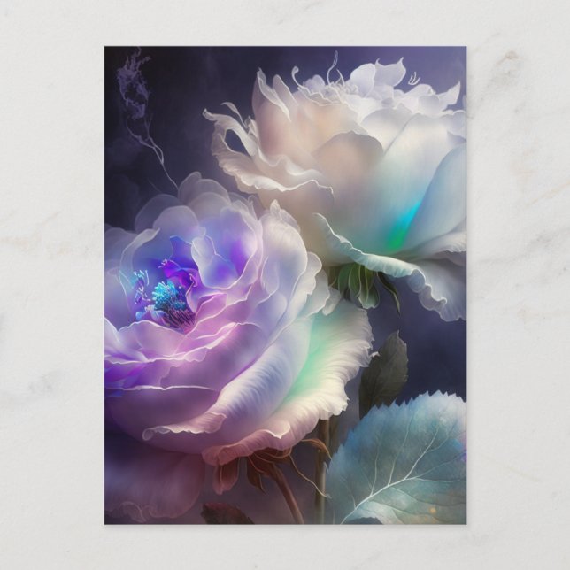 Rainbow Iridescence Flowers Postcard (Front)