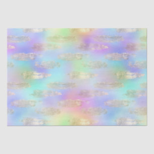 Rainbow Iridescent and Gold Brushstrokes Pattern Tissue Paper
