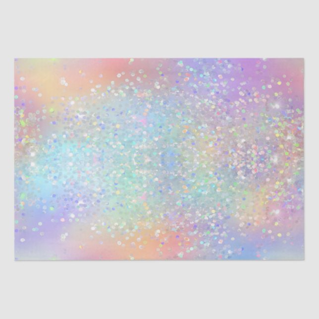 Rainbow Iridescent Foil and Holographic Glitter Tissue Paper (Front)