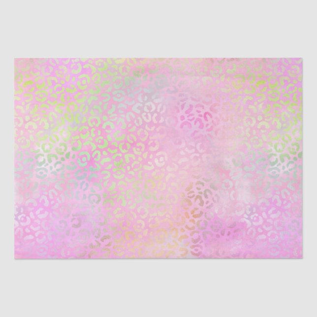 Rainbow Iridescent Gradient and Leopard Spots Tissue Paper (Front)