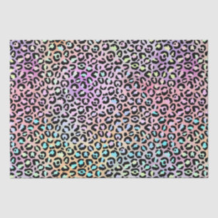 Rainbow Iridescent Gradient and Leopard Spots Tissue Paper