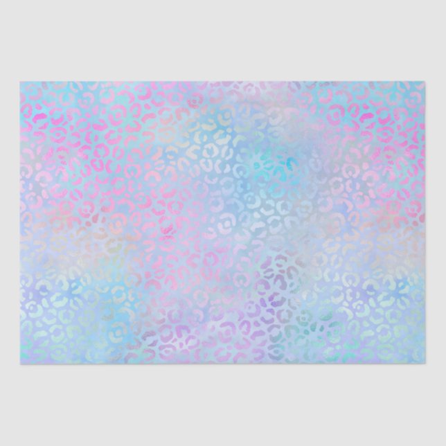 Rainbow Iridescent Gradient and Leopard Spots Tissue Paper (Front)