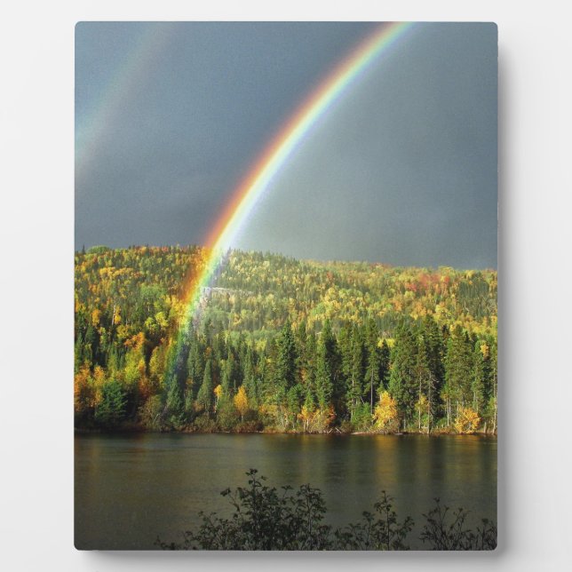 rainbow irish luck lucky nature sky water trees plaque (Front)
