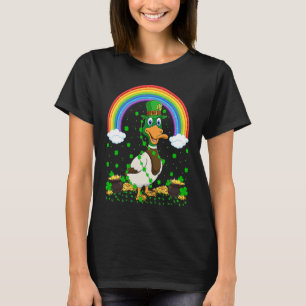 Rainbow Irish Shamrock Duck Bird St Patrick's Day T-Shirt