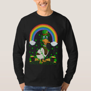Rainbow Irish Shamrock Duck Bird St Patrick's Day T-Shirt
