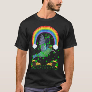 Rainbow Irish Shamrock Hummingbird St Patrick's Da T-Shirt