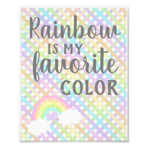 Rainbow Is My Favourite Colour Gingham Plaid 8 x 1 Photo Print