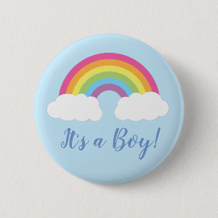 Rainbow It's a Boy Baby Shower Button