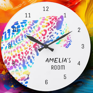Rainbow Jaguar Personalised Clock