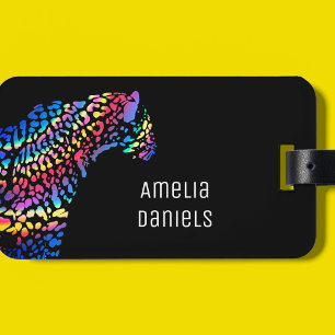 Rainbow Jaguar Personalised Luggage Tag