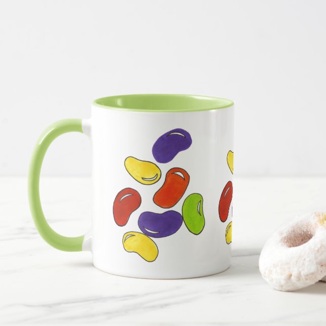 Rainbow Jelly Beans Easter Candy Confection Mug (With Donut)