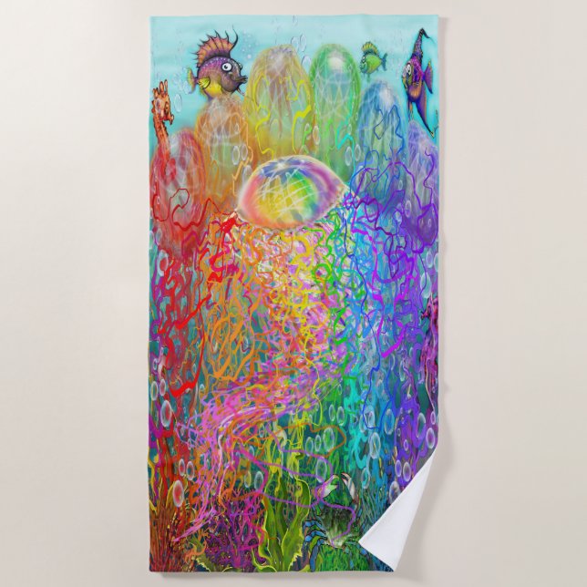 Rainbow Jellyfish Beach Towel (Front)