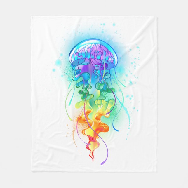 Rainbow jellyfish fleece blanket (Front)
