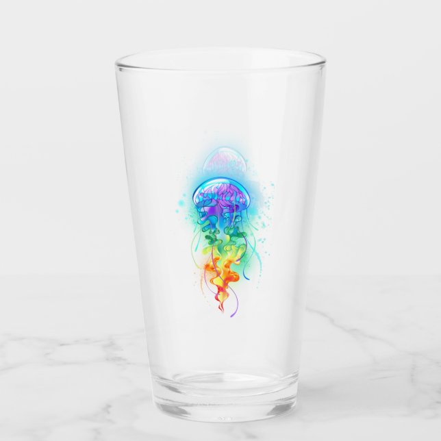 Rainbow jellyfish glass (Front)