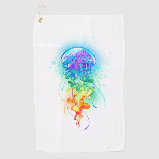 Rainbow jellyfish golf towel (Front)