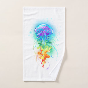 Rainbow jellyfish hand towel