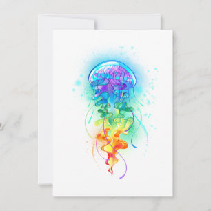 Rainbow jellyfish holiday card