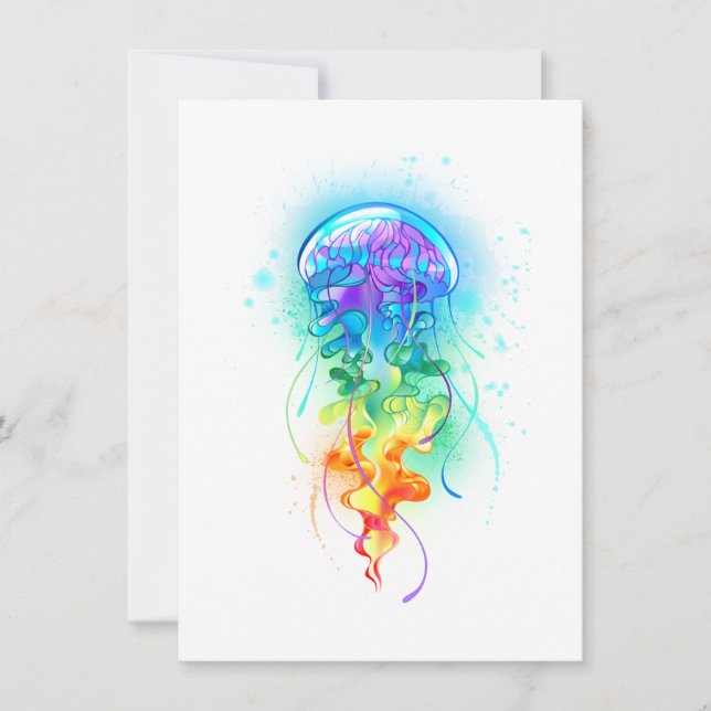Rainbow jellyfish holiday card (Front)