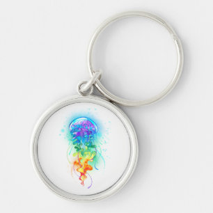 Rainbow jellyfish key ring