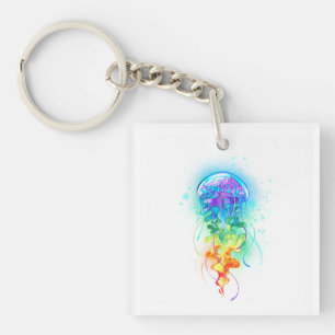 Rainbow jellyfish key ring