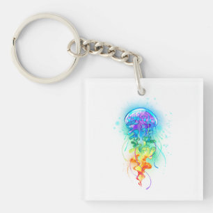 Rainbow jellyfish key ring