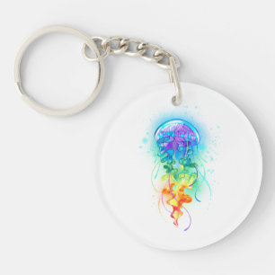 Rainbow jellyfish key ring