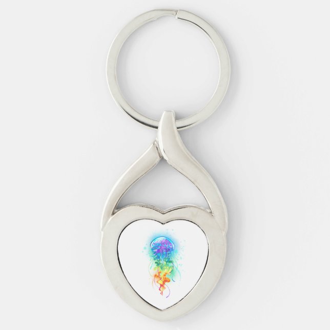 Rainbow jellyfish key ring (Front)